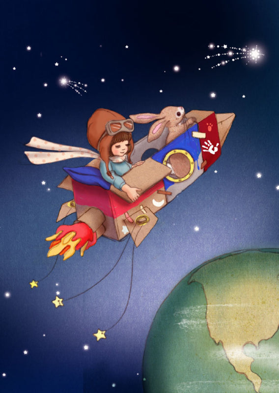 Belle &amp; Boo ansichtkaart Little Rocket Ship
