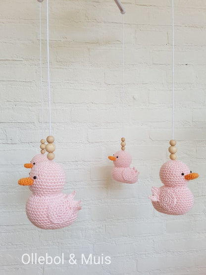 Muziekmobiel Ollebol &amp; Muis met roze eendjes