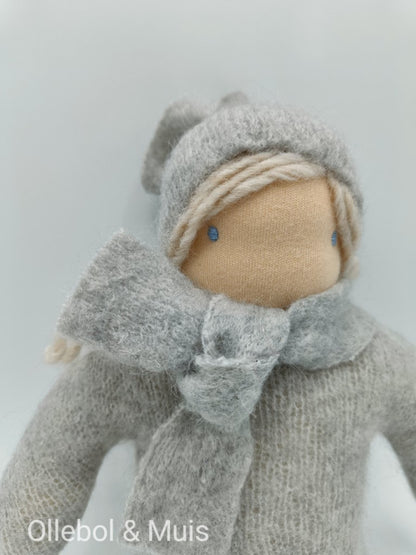 Mohair cuddly doll grey