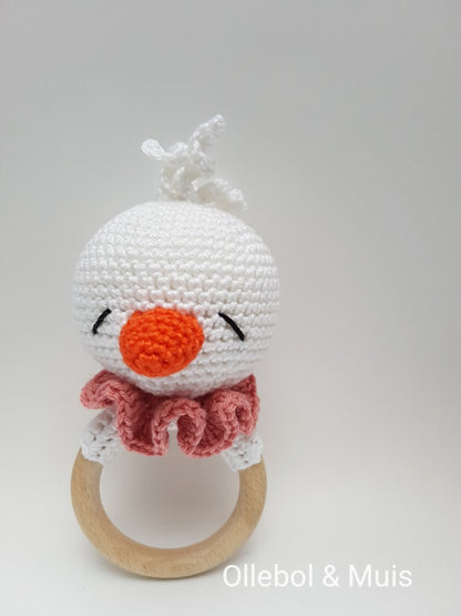 Rattle / teether white duck