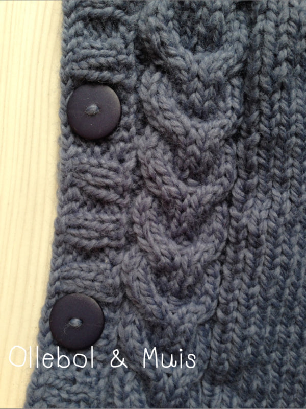 Knitted sleep sack / footmuff jeans blue